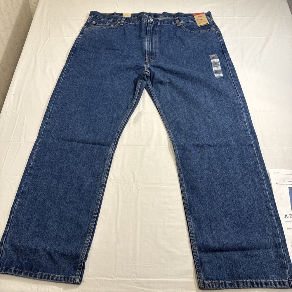 JEANS STRAIGHT Levi's 505 Regular MENS 46X32 DARK BLUE WASH NWT